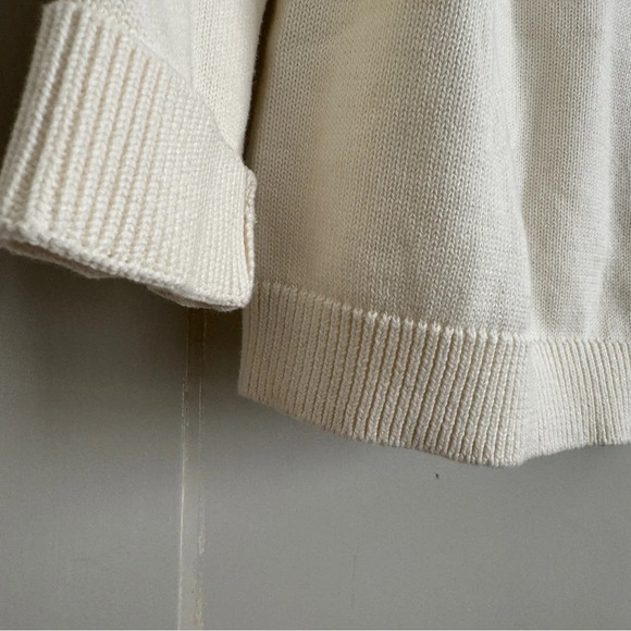 Talbots 100% cotton green and cream fair isle button cardigan sweater size L - Picture 4 of 6